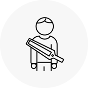 Icon of a portable wand detector scanning a person