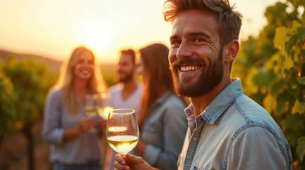 People trying wine in one of Adelaide's Clare Valley Vineyards