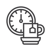 Clock and tea icon