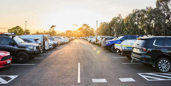 Carpark - road with cars parked either side