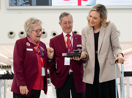 A person talking to the medical assistance team at Adelaide Airport