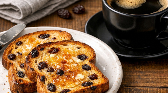 Raisin Toast and Regular Size Coffee