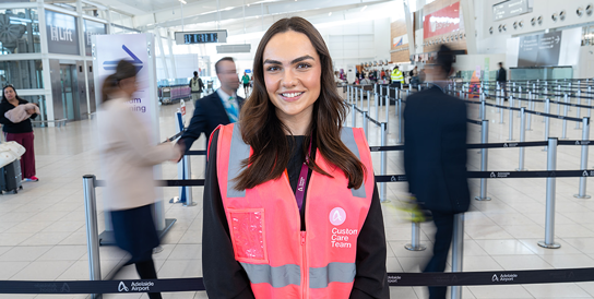 A friendly member of the Adelaide Airport customer care team